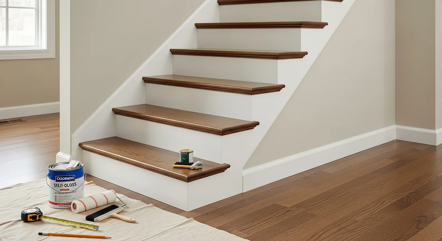 Custom stair installation with finished baseboard trim