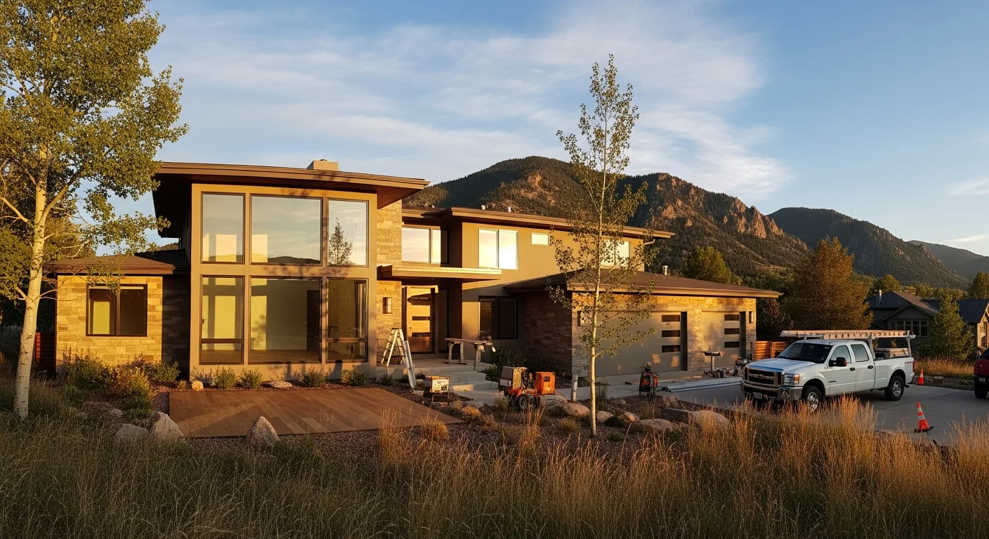 Mountain foothills and suburban homes in Boulder County with clear skies and green landscapes.