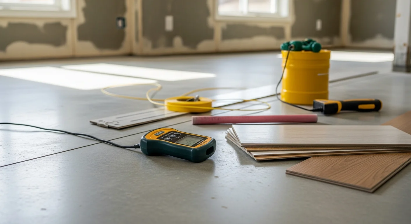 Freshly installed vinyl plank flooring in a Boulder County home showing clean plank rows, tight seams, and a smooth transition at the room threshold. The floor runs across a bright main-level living space with natural light from Colorado's high-altitude sun.